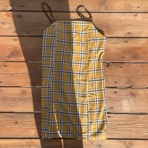 urban outfitters yellow plaid mini dress